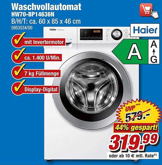 Haier Waschvollautomat Hw70-bp14636n Angebot bei POCO