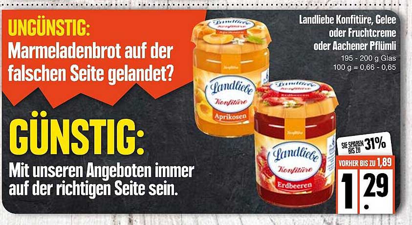 Landliebe Konfitüre Gelee Oder Fruchtcreme Oder Aachener Pflümli Angebot bei EDEKA