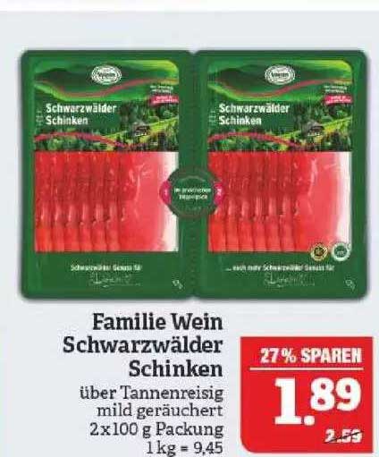 Familie Wein Schwarzwälder Schinken Angebot bei Marktkauf - 1Prospekte.de