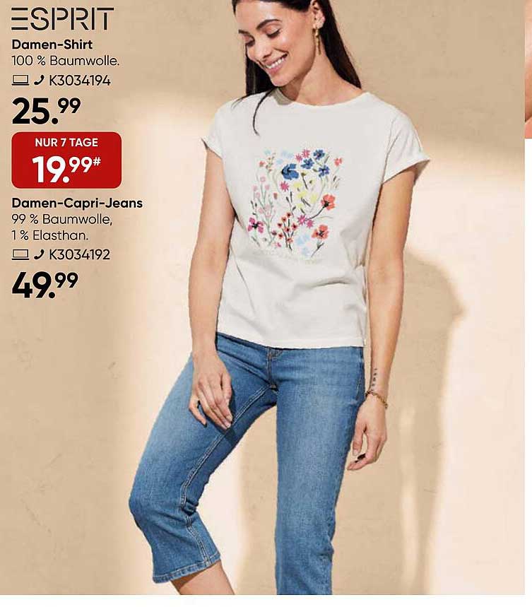 Esprit Damenshirt Oder Damencaprijeans Angebot bei Galeria Karstadt