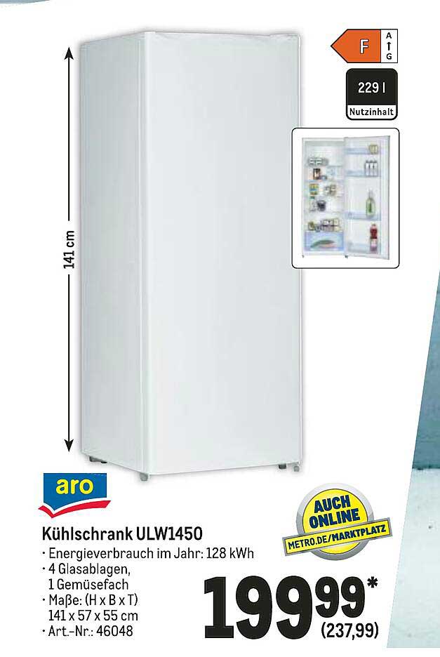 Aro Kühlschrank Ulw1450 Angebot bei METRO 1Prospekte.de