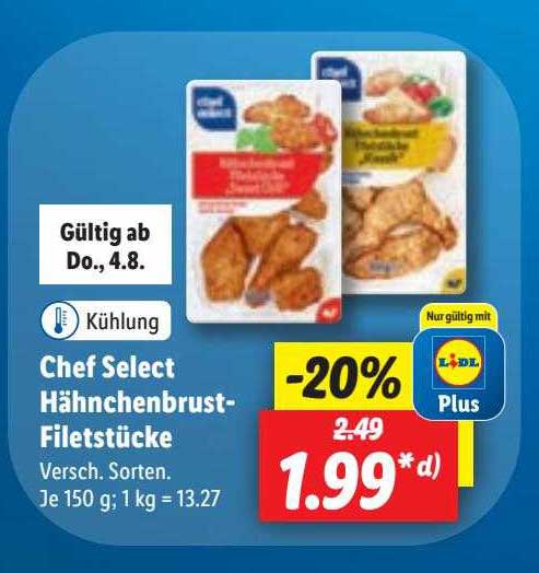 Chef Select Hähnchenbrust-filetstücke Angebot bei Lidl