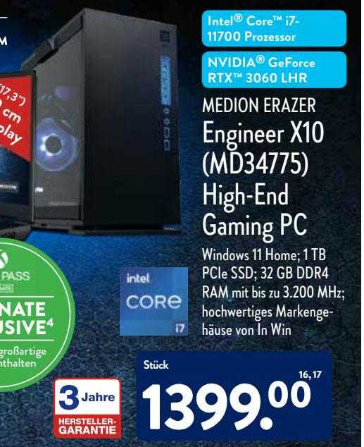 Medion Erazer Engineer X10 (md34775) Highend Gaming Pc Angebot bei