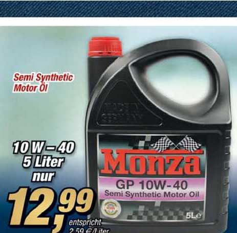 Monza Semi Synthetic Motoröl 10w40 Angebot bei Posten Börse 