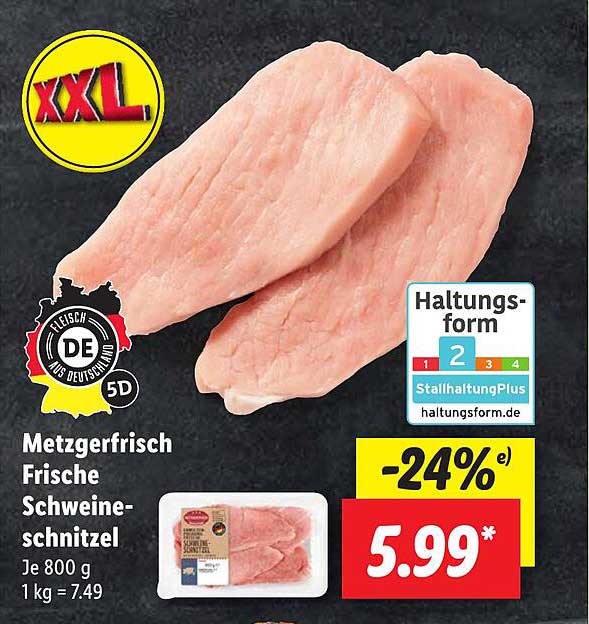 Angebot Lidl Metzgerfrisch bei Frische Schweine-schnitzel