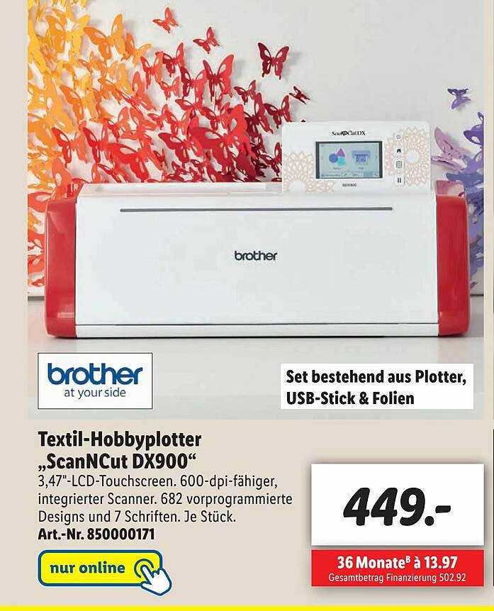 Brother Textil-hobbyplotter Angebot Lidl ScanNcut Dx900 bei