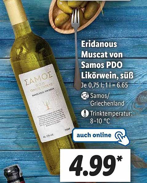 Angebot Süß Lidl Von Pdo Eridanous Likörwein, bei Samos Muscat