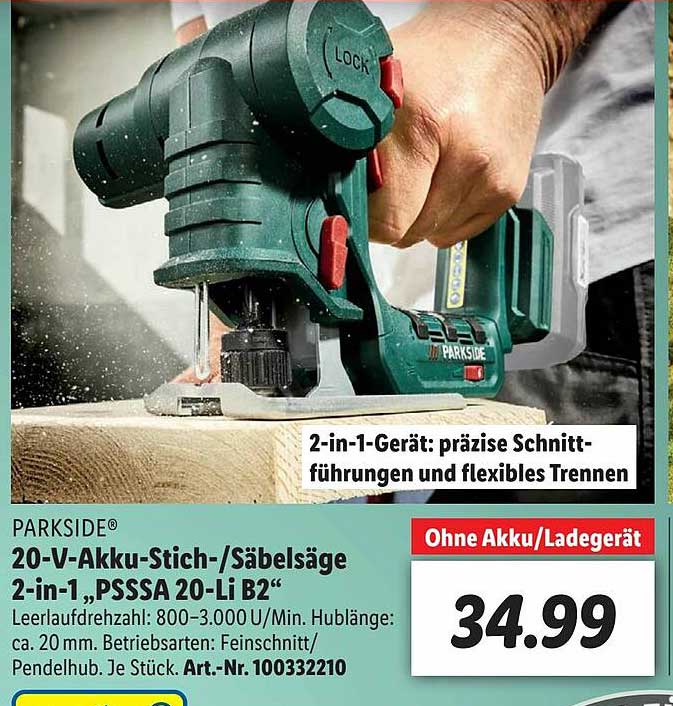 Seghetto Elettrico Seghetto Alternativo/Seghetto Alternativo A Batteria PARKSIDE® 20V PSSSA 20 Li B2