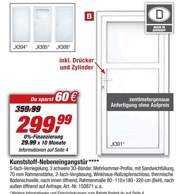 Kunststoffnebeneingangstür Angebot bei Toom Baumarkt