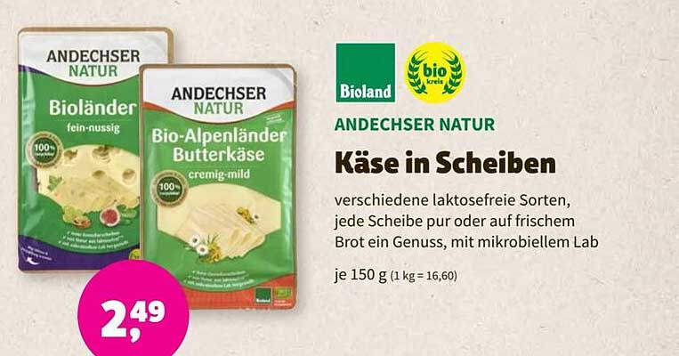 BioMarkt Bioland Andechser Natur Käse In Scheiben