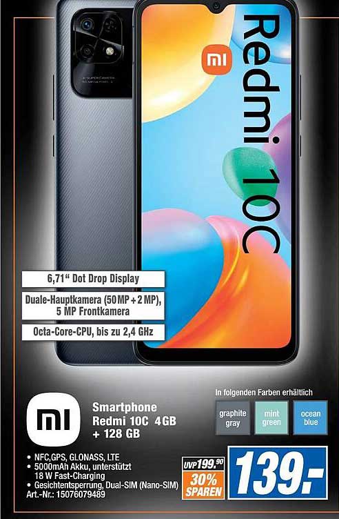 Smartphone Redmi 10c 4 Gb + 128 Gb Angebot bei Expert Technomarkt ...