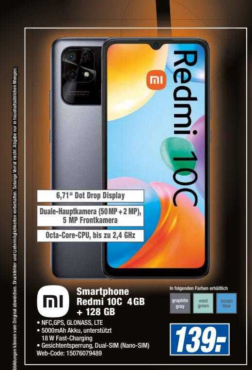 Expert Octomedia Smartphone Redmi 10c 4gb + 128 Gb