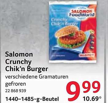 colchón rechazo Hormiga Salomon Crunchy Chik'n Burger Angebot bei Selgros