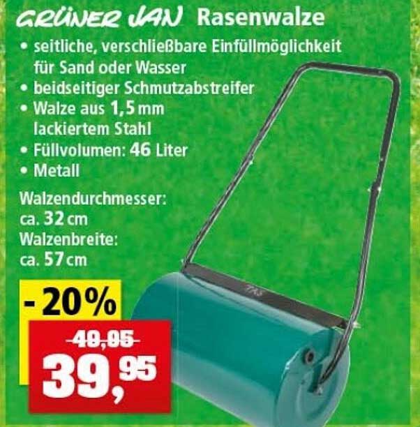 Grüner Jan Rasenwalze Angebot bei Thomas Philipps 1Prospekte.de