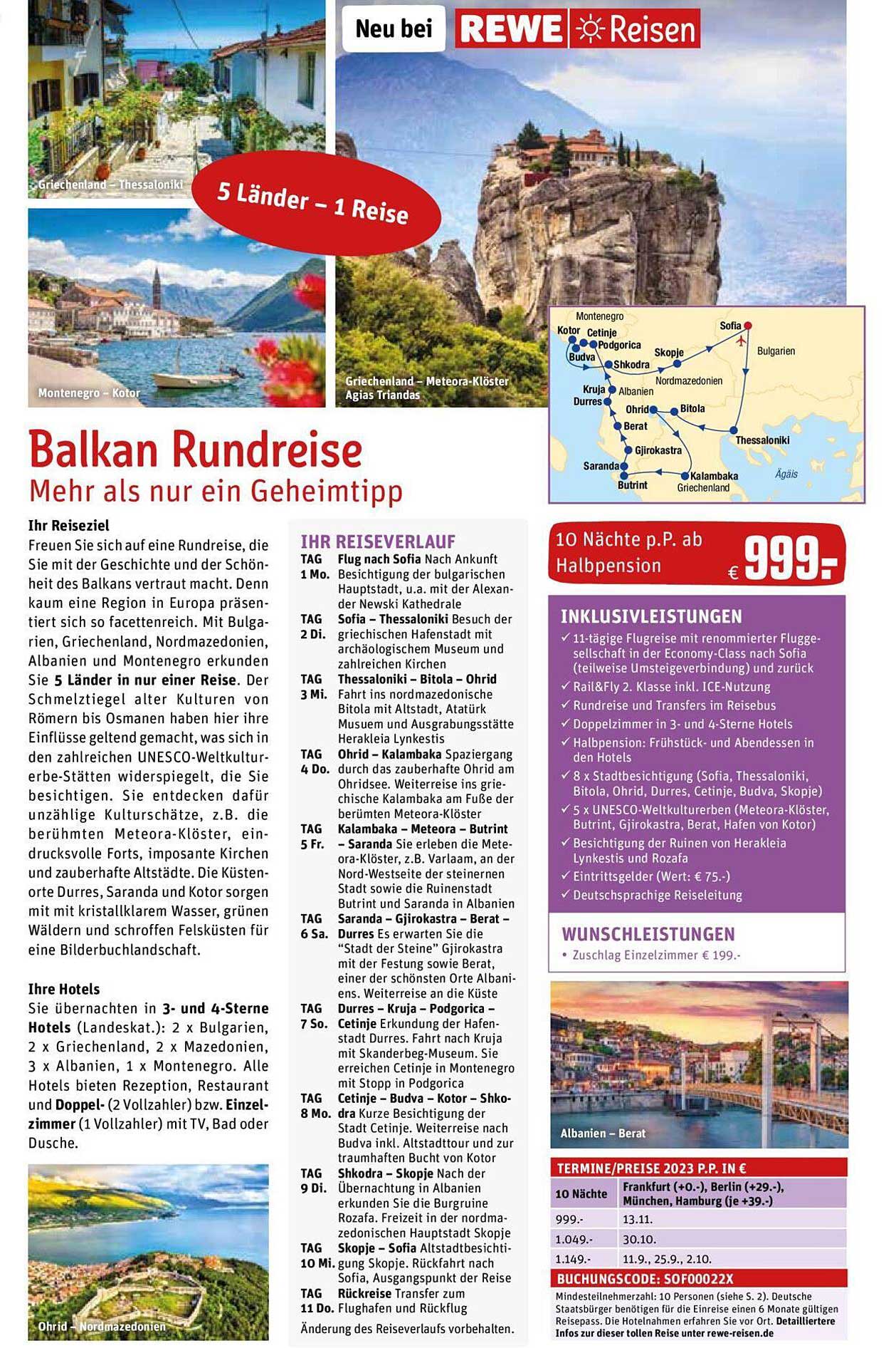 REWE Reisen Balkan Rundreise
