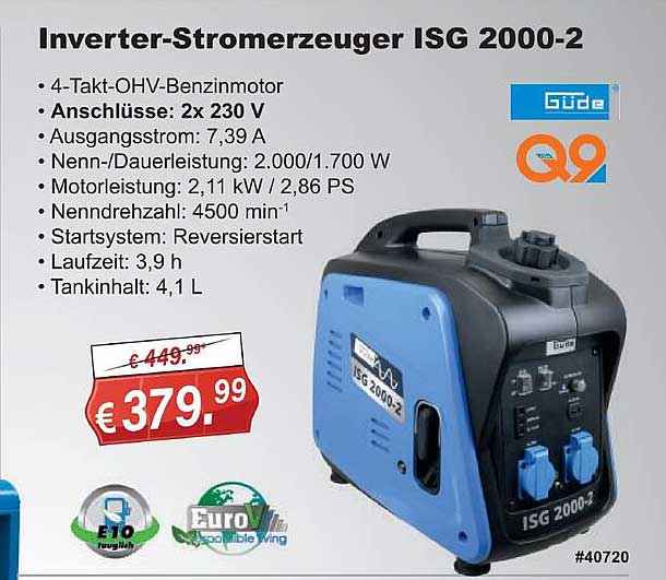 Gruppo Elettrogeno/Generatore Di Corrente INVERTER 750W - 220V 2 Tempi Silenziato 30893581