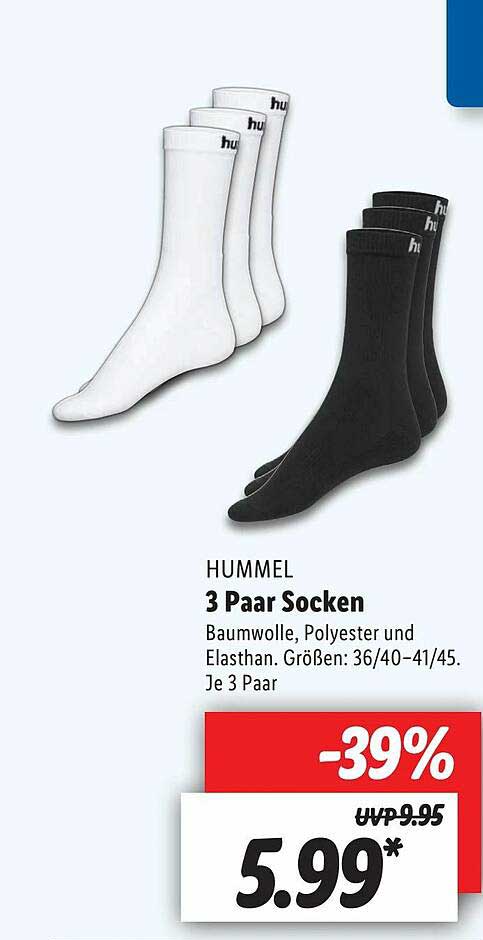 3 Paar Hummel Sneaker Socken für Damen und Herren Größen 36-48 viele Farben 
