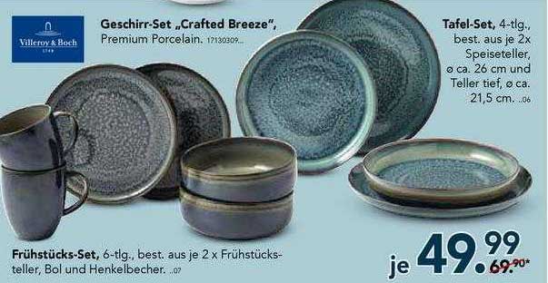 Schaffrath Villeroy & Boch Geschirr-set „crafted Breeze” Oder Tafel-set Oder Frühstücks-set