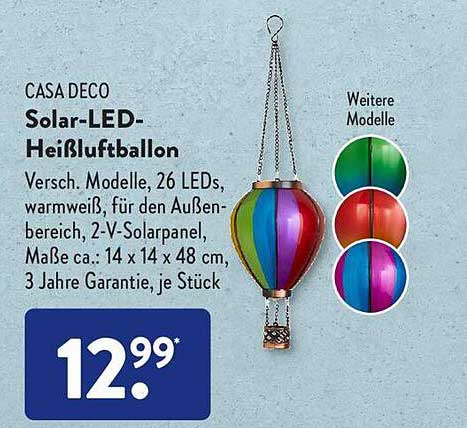 ALDI SÜD Casa Deco Solar Led Heißluftballon