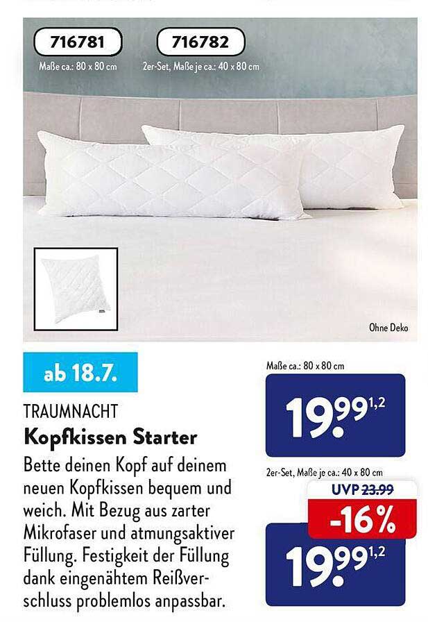Traumnacht Kopfkissen Starter Angebot bei ALDI Nord 1Prospekte.de