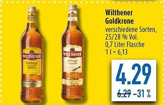 Wilthener Goldkrone verschiedene Sorten, 25/28 % Vol. 0,7 L Angebot bei  diska