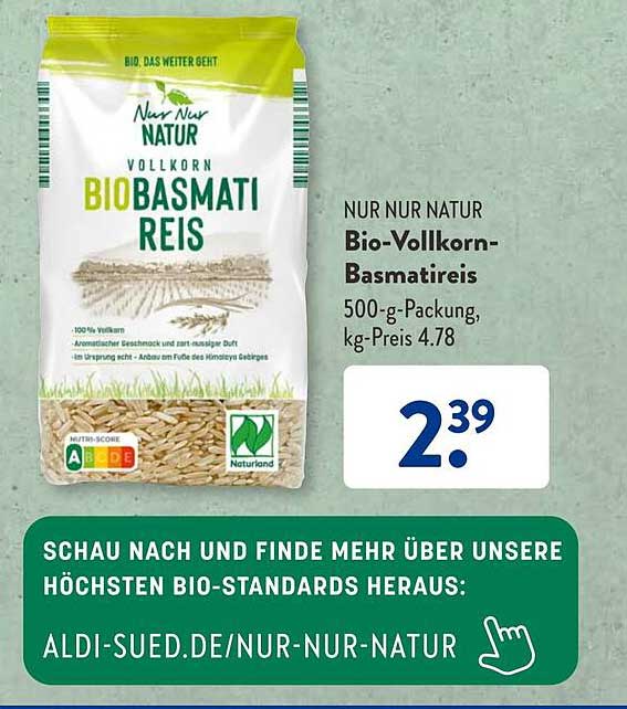 Nur Nur Natur Bio-volkorn-basmatireis Angebot bei ALDI SÜD - 1Prospekte.de