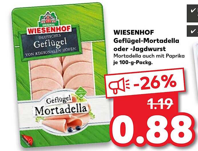 Wiesenhof Geflügelmortadella Oder Jagdwurst Angebot bei Kaufland