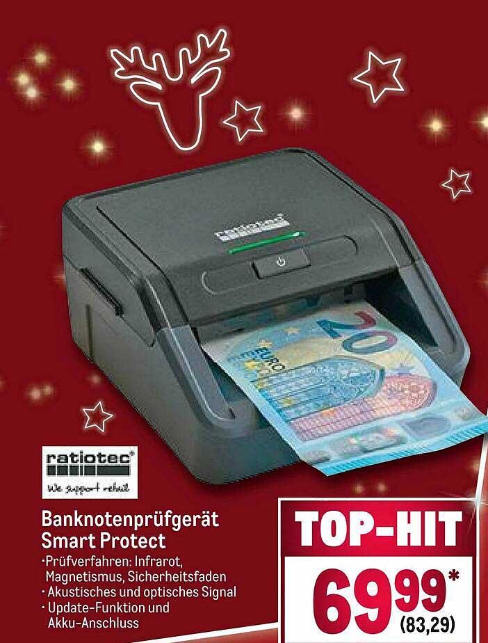 Testeur De Billets Automatique Smart Protect - Vérifiez Euros, Livres, Francs - Détection IR, MG, MT, SD - Compact Pour Commerces