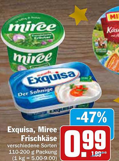 Exquisa, Miree Frischkäse Angebot bei AEZ 1Prospekte.de
