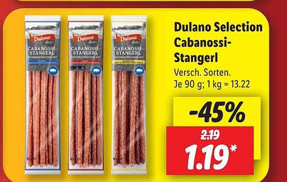Dulano Selection Cabanossi-stangerl Angebot bei Lidl