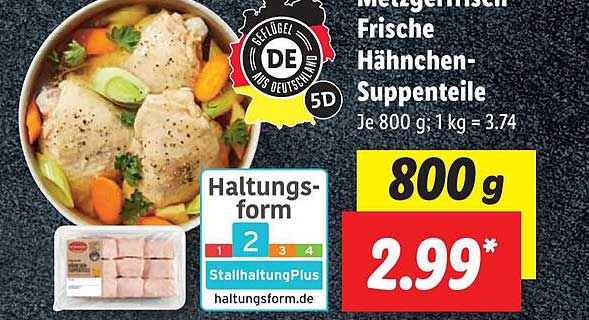Lidl Angebot bei Metzgerfrisch Frische Hähnchen-suppenteile