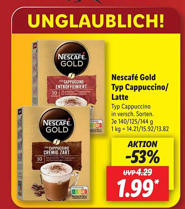 Nescafé Gold Typ Cappuccino Latte Angebot bei Lidl 1Prospekte.de