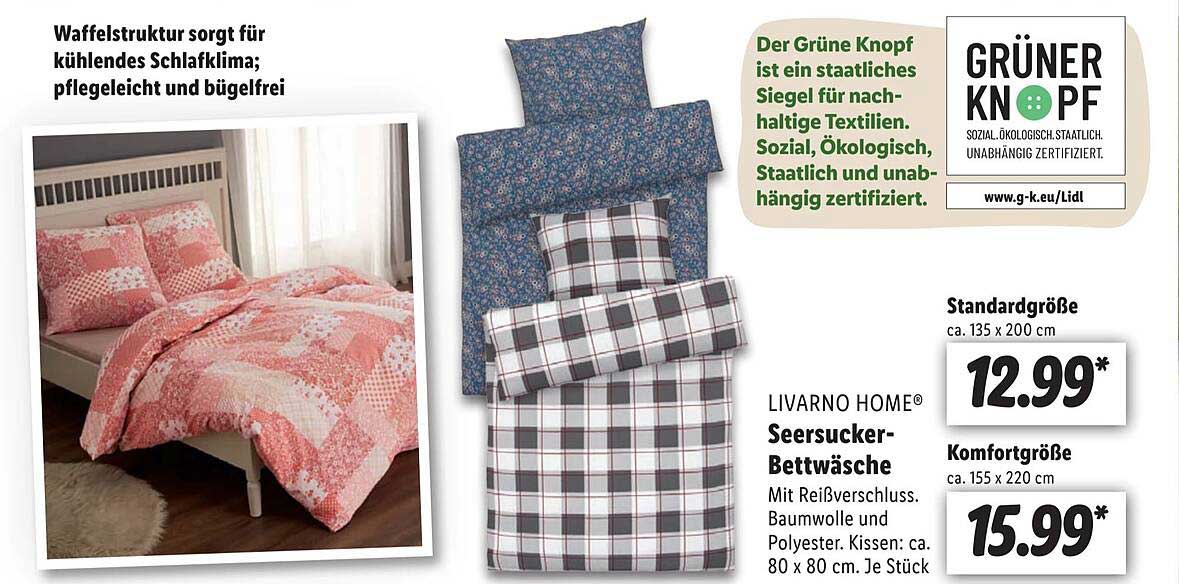 Livarno Home Seersuckerbettwäsche Angebot bei Lidl