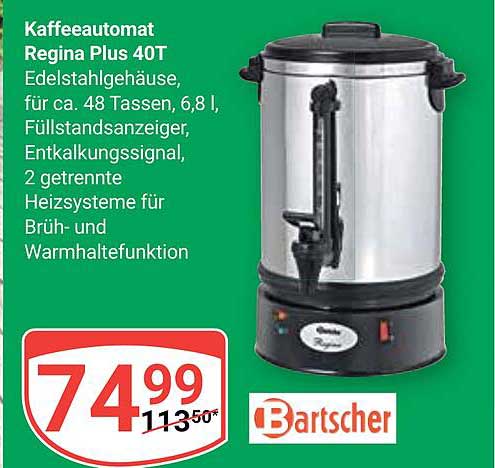 Bartscher Kaffeemaschine Regina Plus 40 | 6,8 ltr