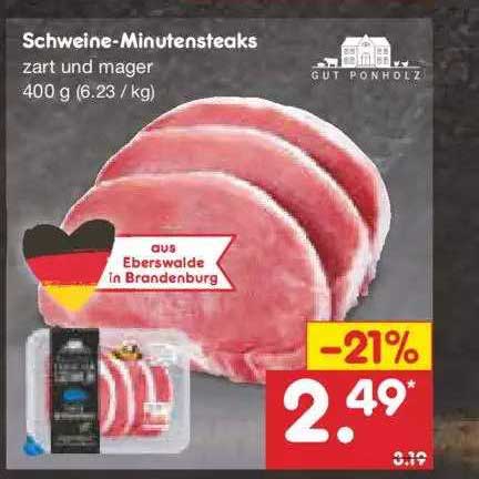 Ponholz Gut Netto Schweine-minutensteaks Angebot bei Marken-Discount