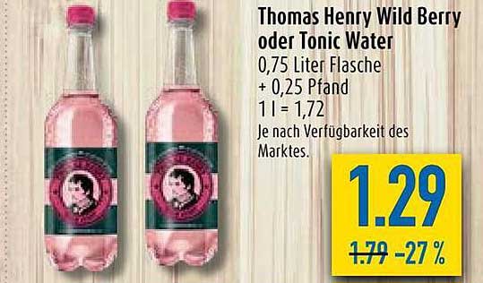 Thomas Henry Wild Berry Oder Tonic Water Angebot bei Diska - 1Prospekte.de