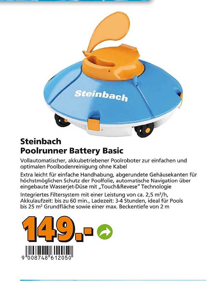 Steinbach Poolrunner Battery Basic Angebot bei Globus Baumarkt 1Prospekte de