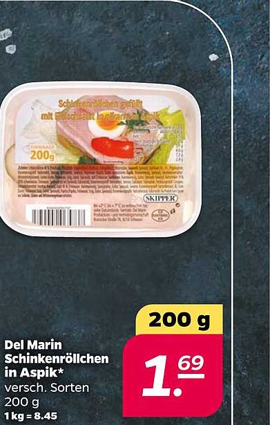 Del Marin Schinkenröllchen In Aspik Angebot bei Netto