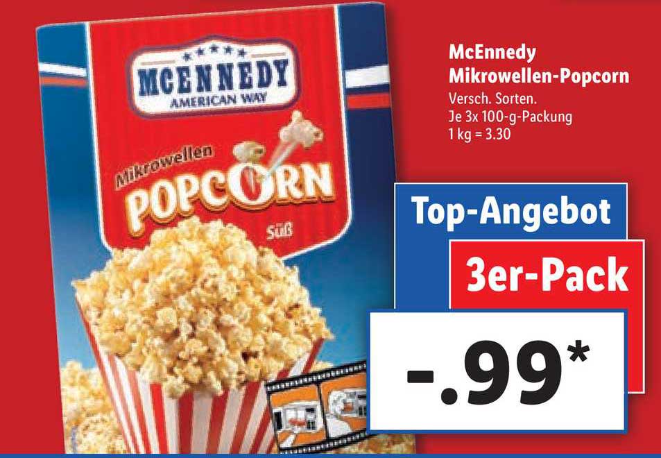 Angebot Lidl Mcennedy bei Mikrowellen-popcorn