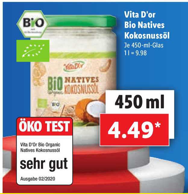 Vita D'or Bio Natives Kokosnussöl Angebot bei Lidl