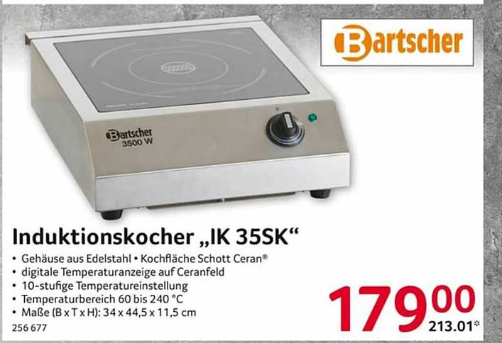 Induktionskocher IK 35SK Kochfläche Schott Ceran Gehäuse Edelst Bartscher 105837 