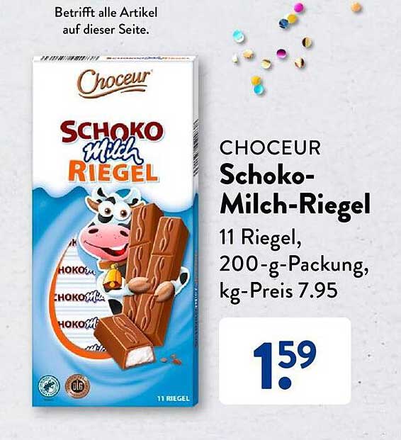 Choceur Schokomilchriegel Angebot bei ALDI SÜD 1Prospekte.de