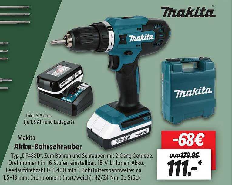 Makita Akkubohrschrauber Angebot bei Lidl 1Prospekte.de