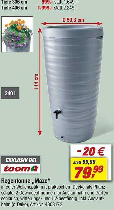 Regentonne „maze” Angebot bei Toom Baumarkt 1Prospekte.de
