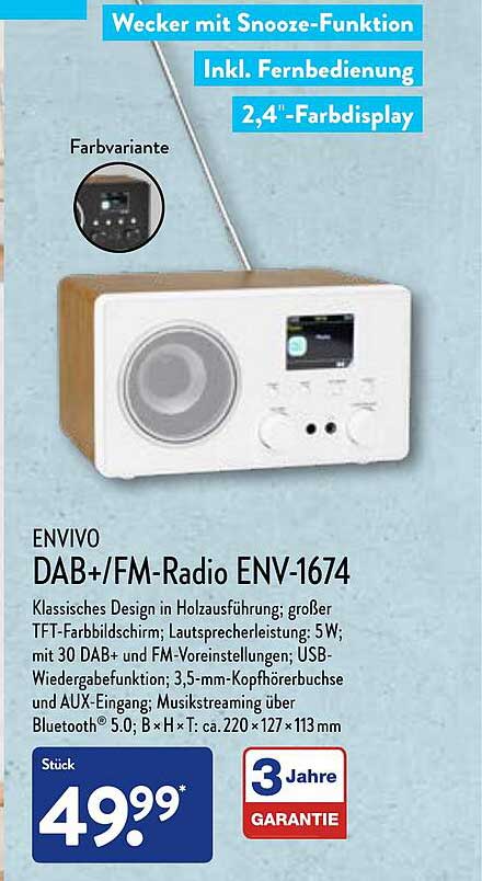 ALDI Nord Envivo Dab+ Oder Fm-radio Env-1674