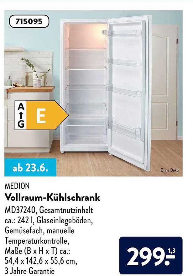 Medion Vollraumkühlschrank Angebot bei ALDI Nord 1Prospekte.de