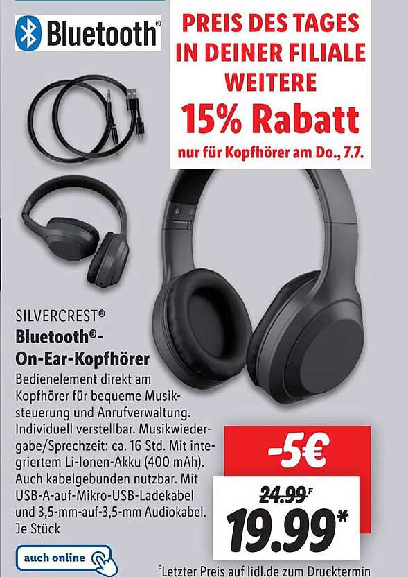 Silvercrest Bluetooth On-ear-kopfhörer Angebot bei Lidl