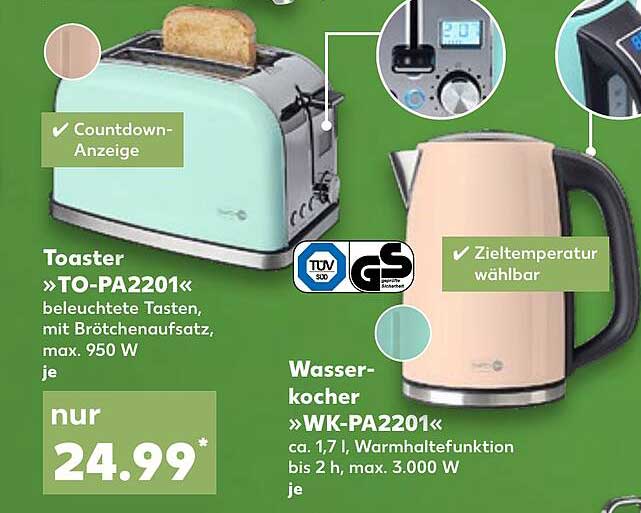 Kaufland Toaster „to-pa2201“ Oder Wasserkocher „wk-pa2201“