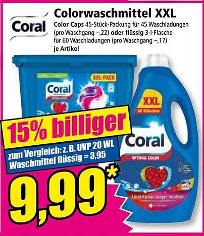 Coral Colorwaschmittel XXL Angebot bei NORMA 1Prospekte.de