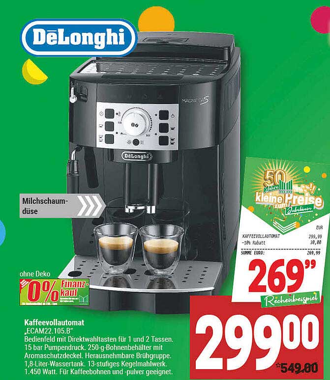 Kaffeevollautomat Delonghi Angebot bei Marktkauf Ecam22.105.b